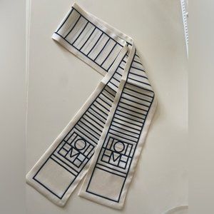 TOTEME Monogram Silk Stripped Scarf in Beige